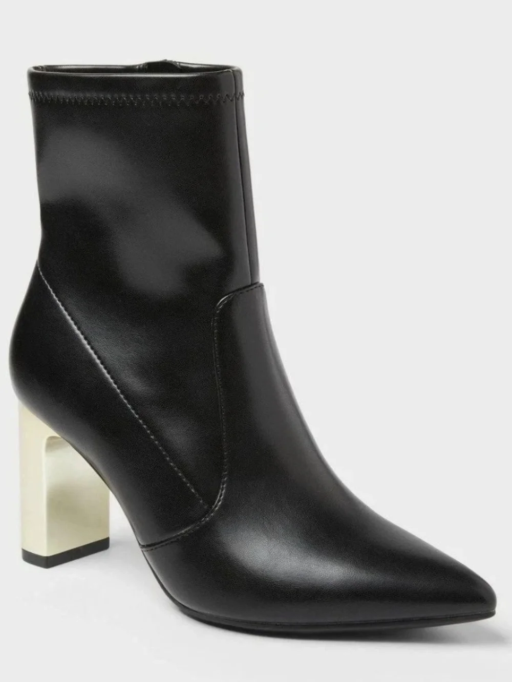 a new day Black Ankle Boots with Cream Block Heel